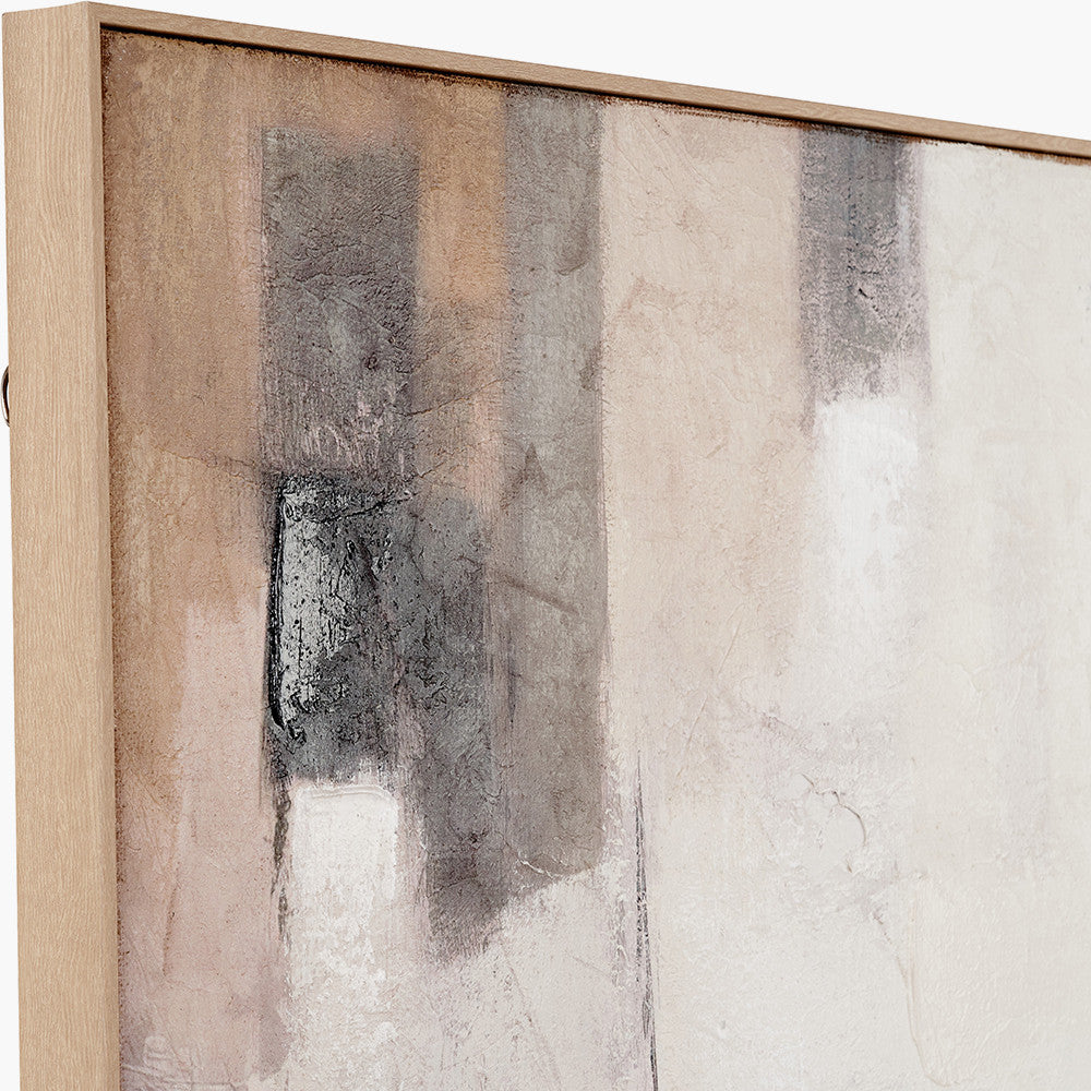 Natural and Grey Textured Abstract Canvas with Natural Frame - Image 9