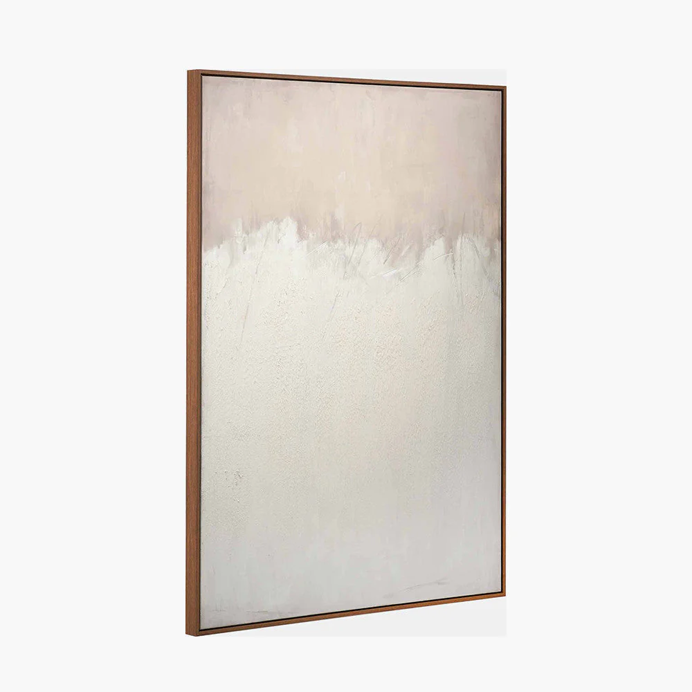 Natural and White Abstract Canvas with Natural Frame Large - Image 6