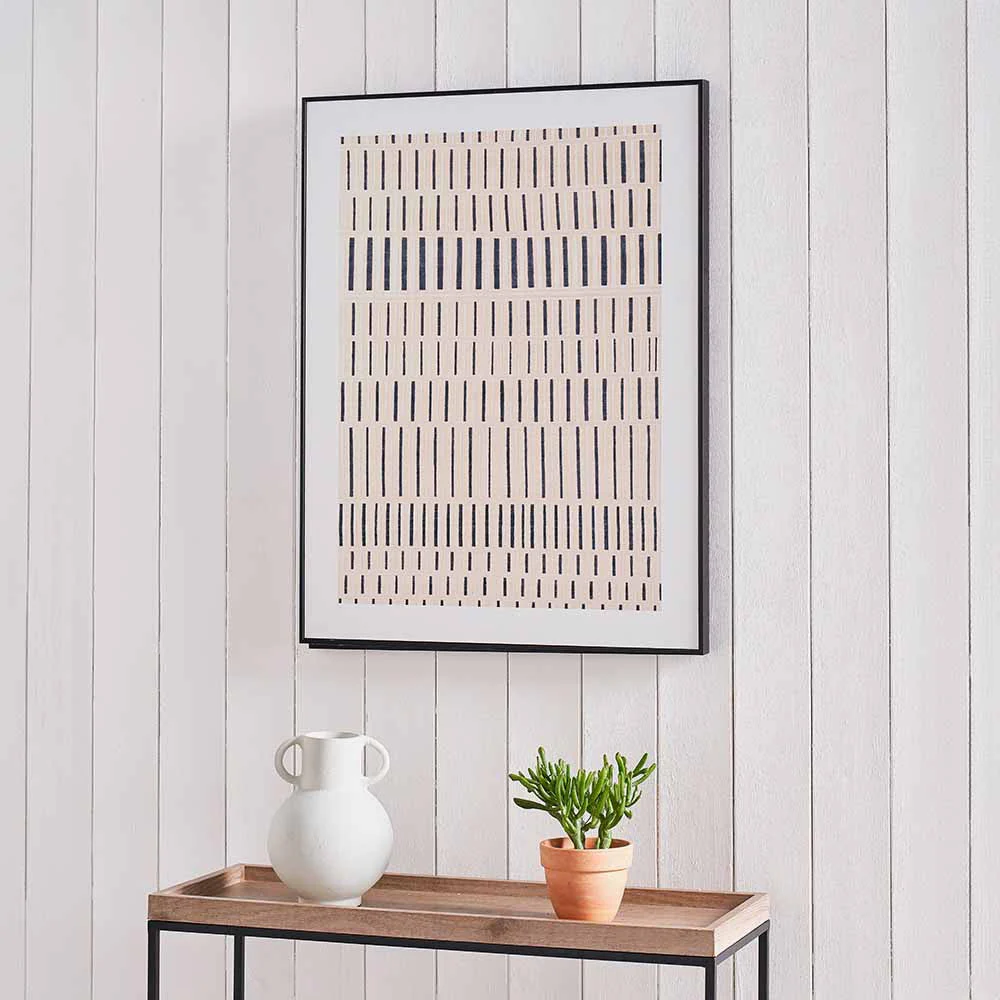 Natural Canvas with Black Stripe Pattern and Black Frame - Image 5