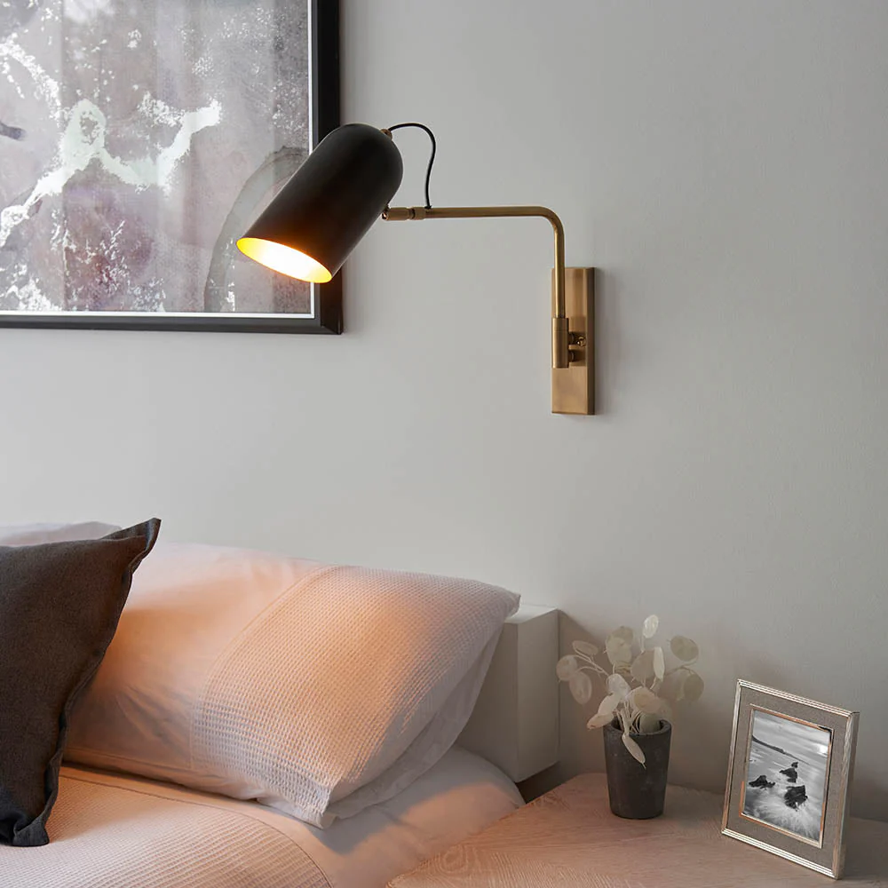 Navie Swing Arm Wall Antique Brass & Matt Black - Image 3