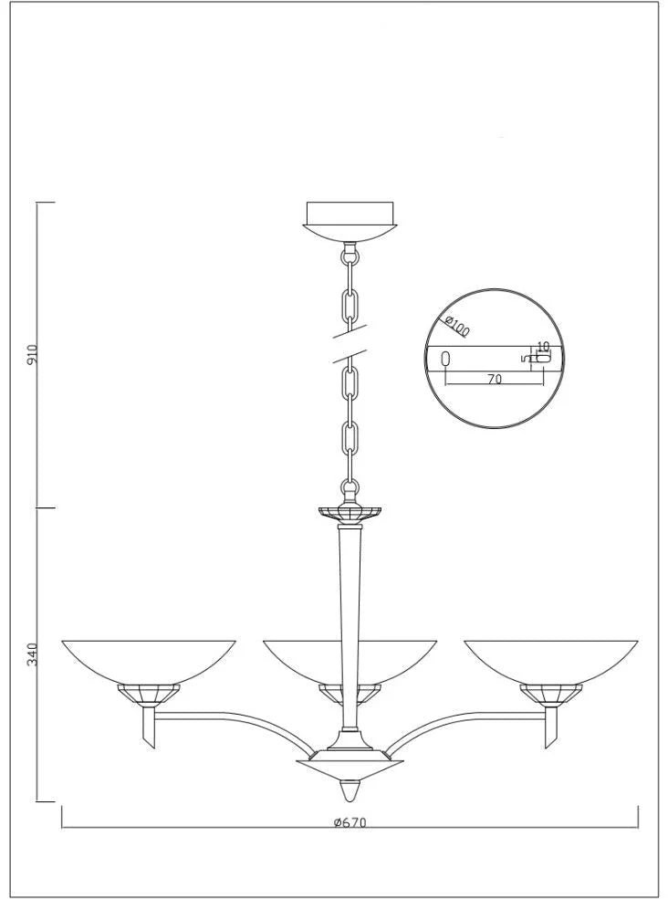 Negroni 3/5Lt Chandelier/Semi Flush Ceiling Light - Chrome Finish - Image 3