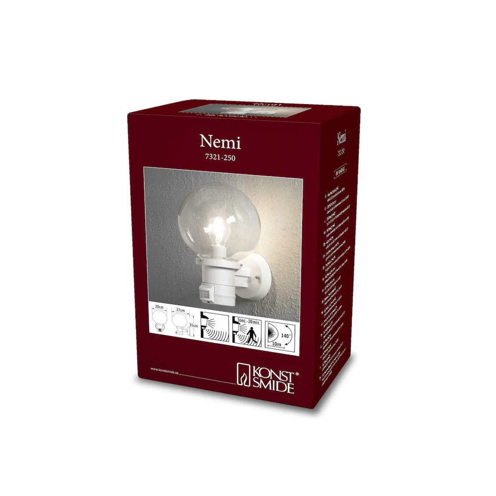 Nemi Up Light PIR Matt White E27 IP44 - Image 4