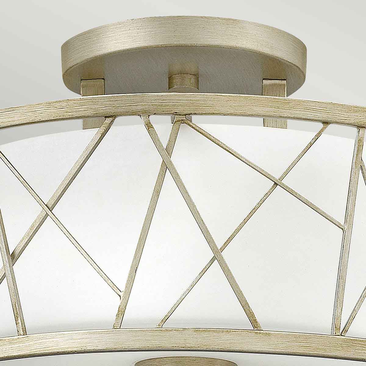 Nest 3 Light Semi-Flush - Silver Leaf, Linen Glass - Image 2