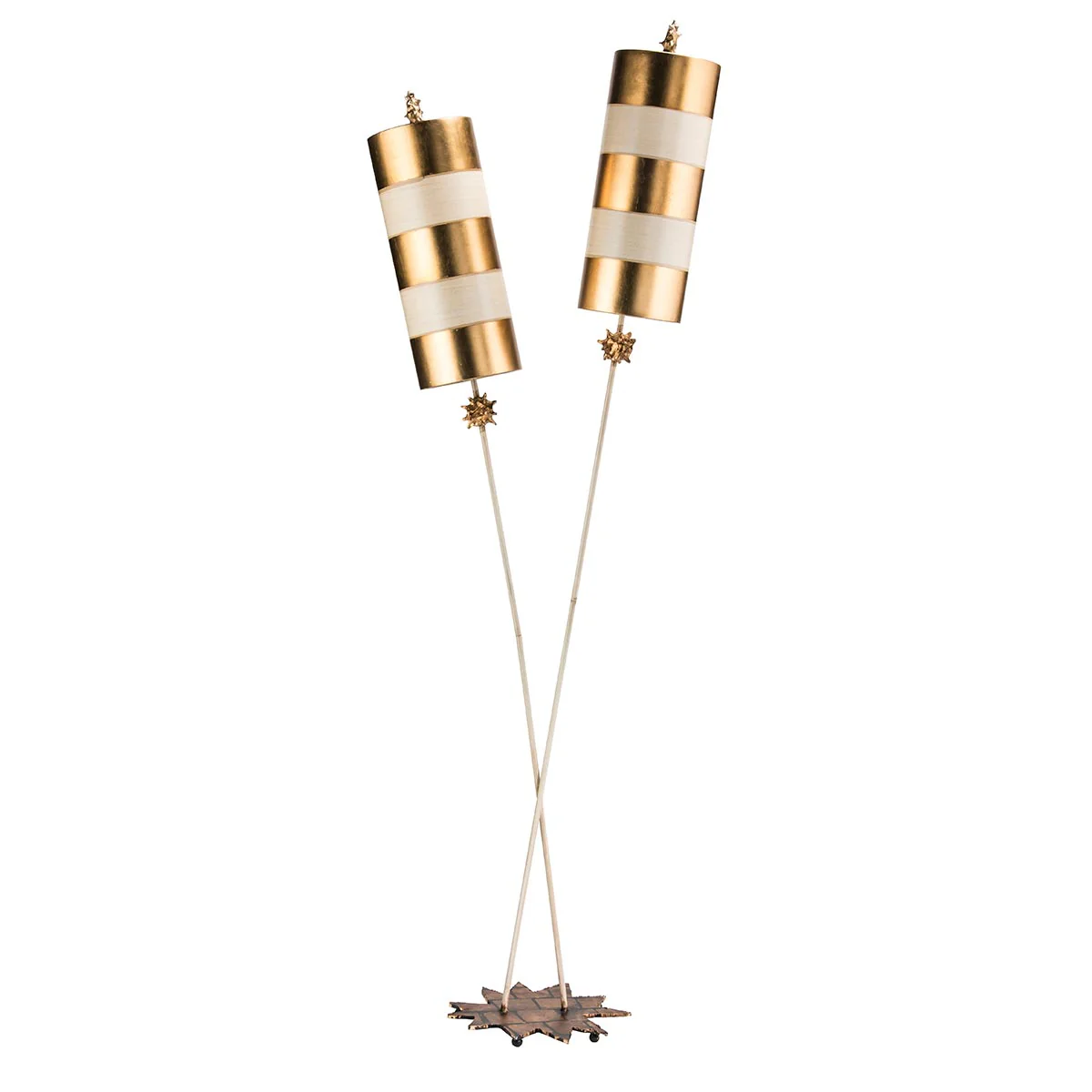 Nettle 1/2Lt Floor Lamp - Gold Leaf & Taupe E27 - Image 2