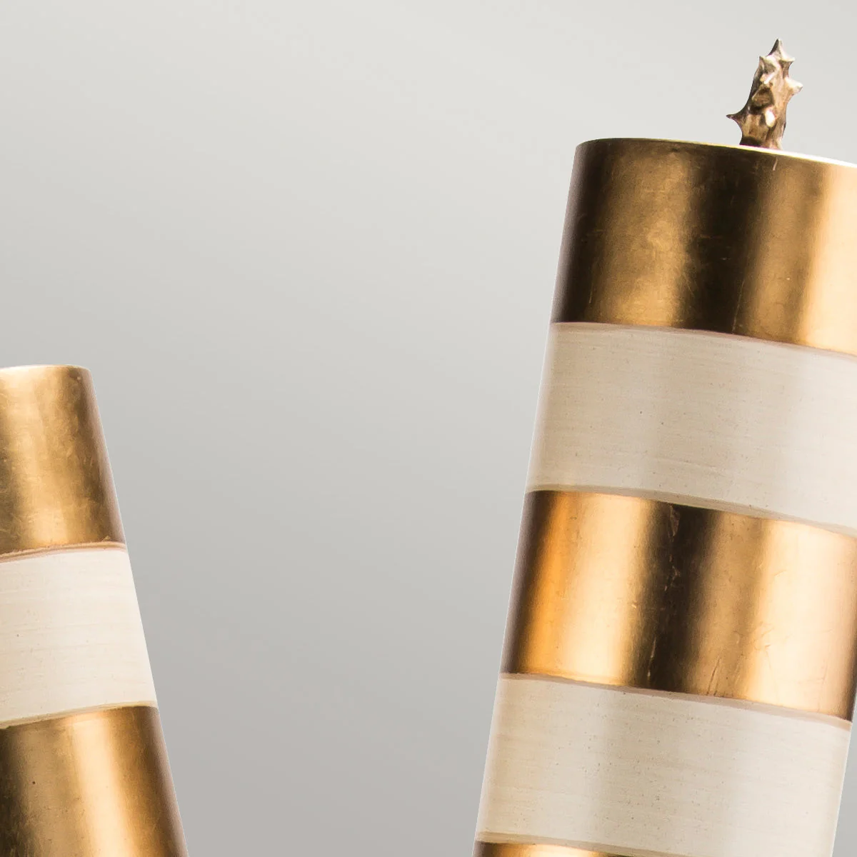 Nettle 1/2Lt Floor Lamp - Gold Leaf & Taupe E27 - Image 6