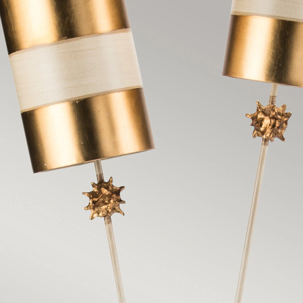 Nettle 1/2Lt Floor Lamp - Gold Leaf & Taupe E27 - Image 7