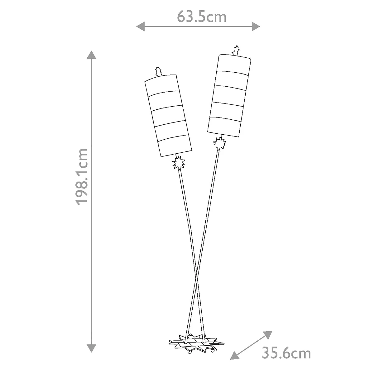 Nettle 1/2Lt Floor Lamp - Gold Leaf & Taupe E27 - Image 9