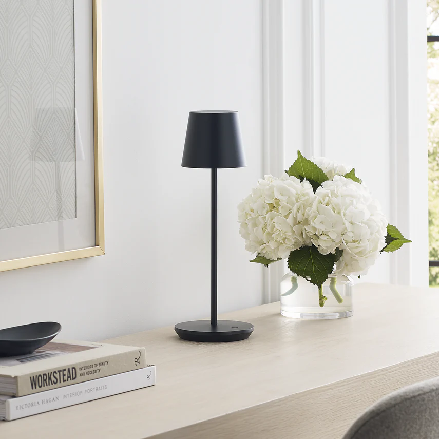 Nevis Accent Rechargeable Table Lamp- Black/ White/ Brass Finish - Image 10