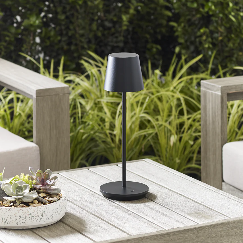 Nevis Accent Rechargeable Table Lamp- Black/ White/ Brass Finish - Image 11