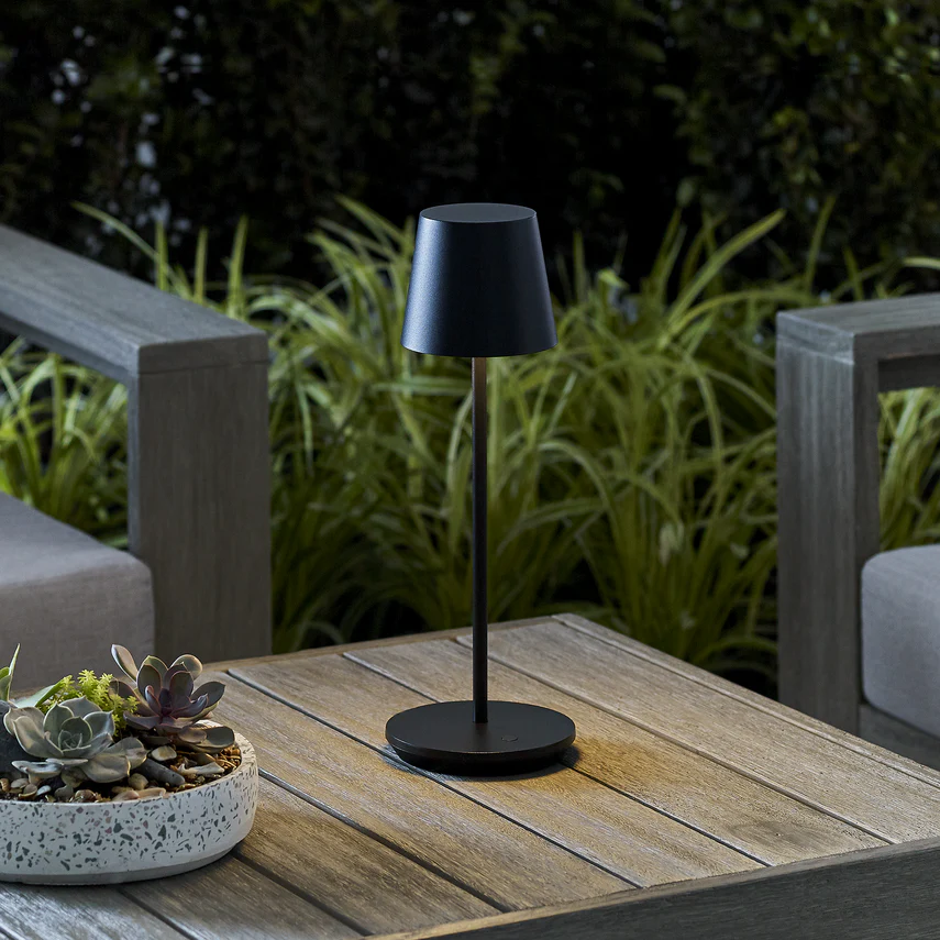 Nevis Accent Rechargeable Table Lamp- Black/ White/ Brass Finish - Image 12