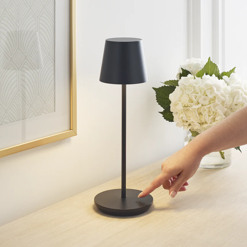 Nevis Accent Rechargeable Table Lamp- Black/ White/ Brass Finish - Image 7