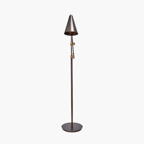 New Emiliano Antique Bronze and Antique Brass Adjustable Task Floor Lamp