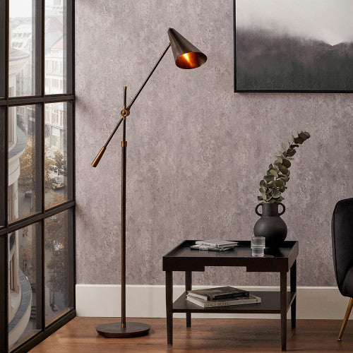 New Emiliano Antique Bronze and Antique Brass Adjustable Task Floor Lamp - Image 4