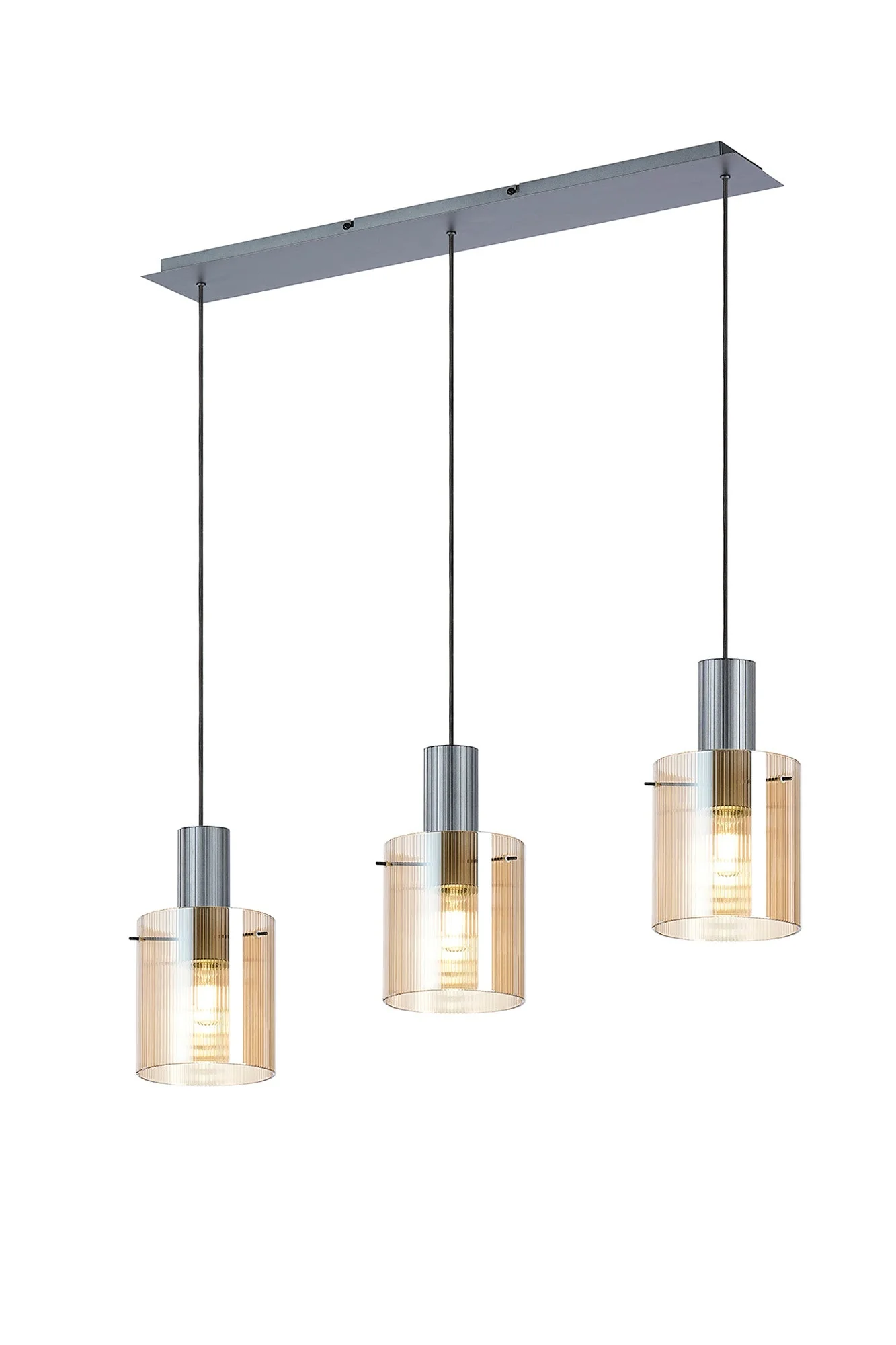 Hailey 3Lt Linear Pendant Narrow Line Glass- Various Colours - Image 2