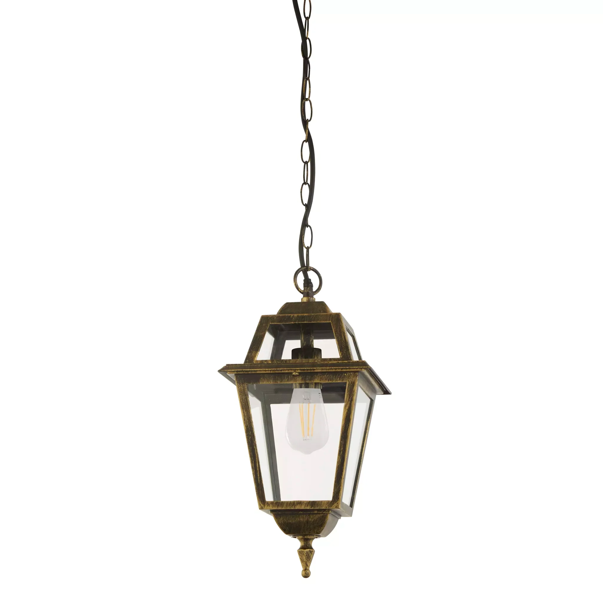 New Orleans Pendant Lantern- Black Gold & Glass,IP44