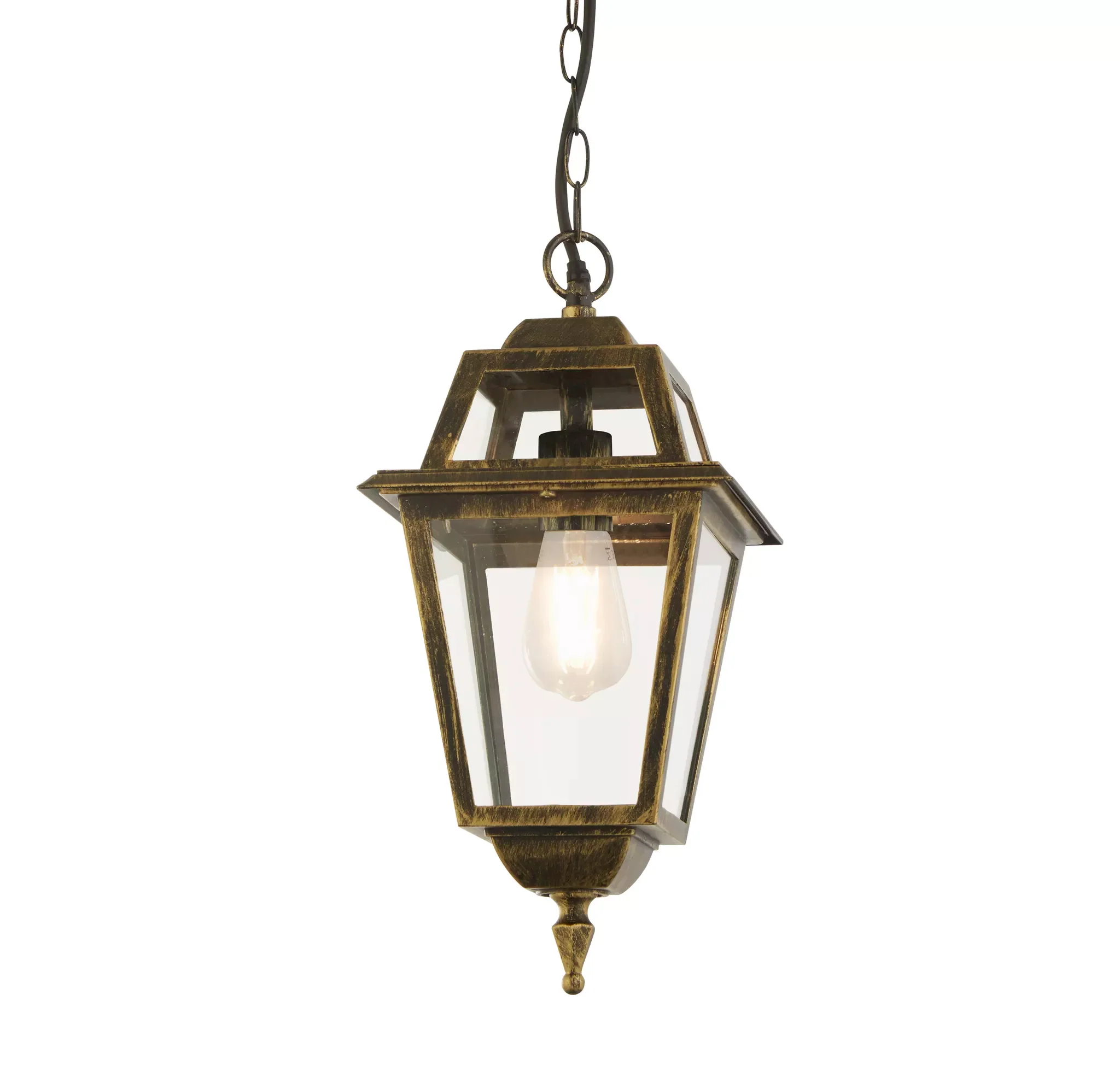 New Orleans Pendant Lantern- Black Gold & Glass,IP44 - Image 2