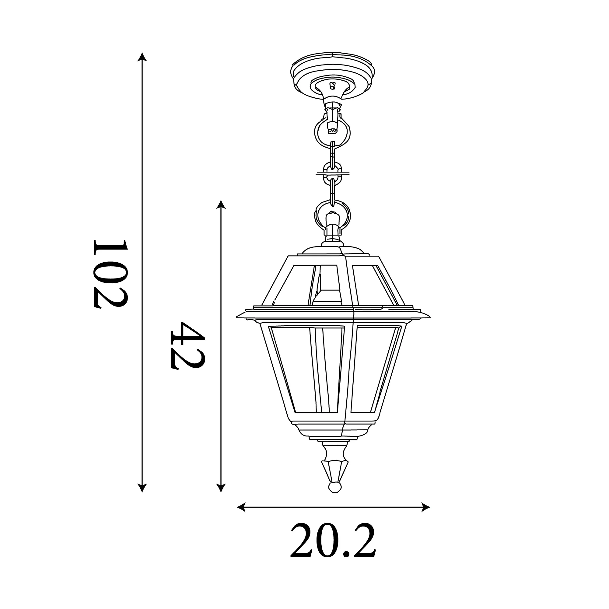 New Orleans Pendant Lantern- Black Gold & Glass,IP44 - Image 3
