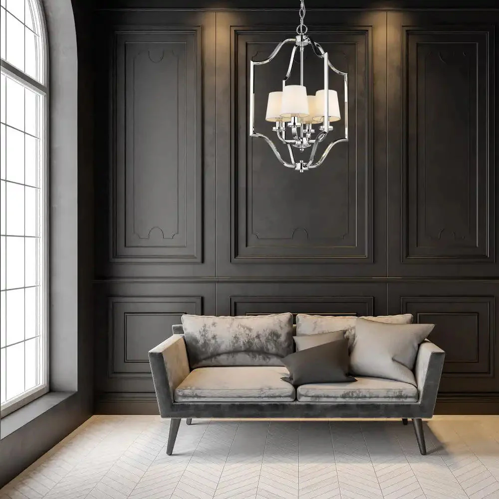 New York 4Lt Centre Ceiling Light - Chrome & White/Chrome & Black Finish - Image 2