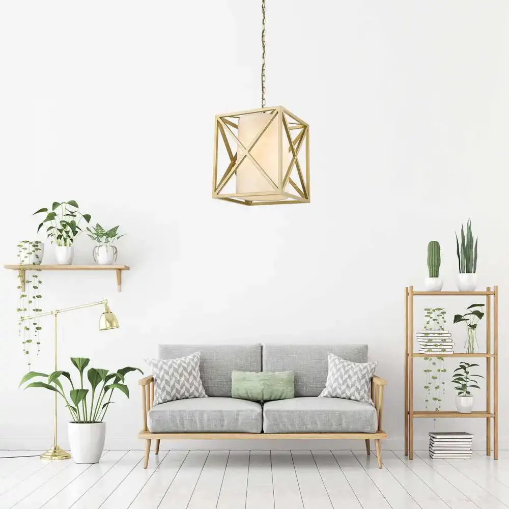 New York Pendant Ceiling Light - Gold & White Finish - Image 4
