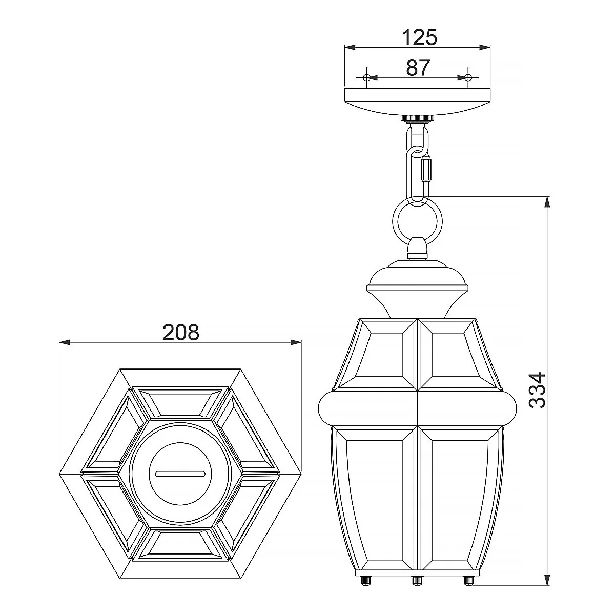 Newbury 1/2Lt Chain Lantern - Lacquered Polished Brass/Lacquered Aged Copper IP23 E27 - Image 11