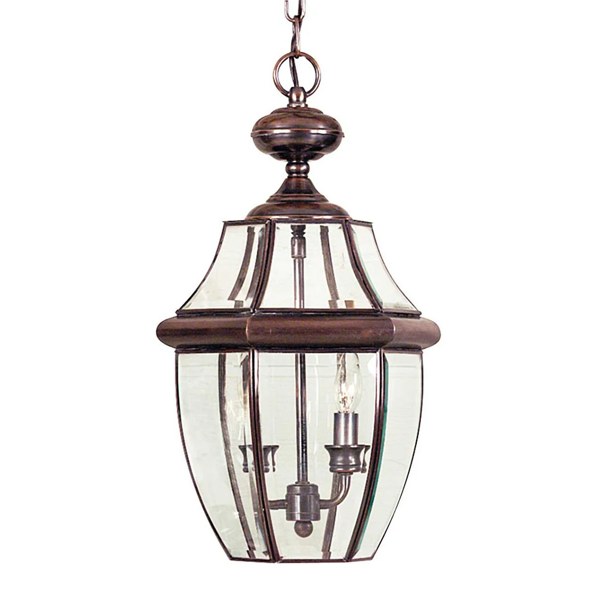 Newbury 1/2Lt Chain Lantern - Lacquered Polished Brass/Lacquered Aged Copper IP23 E27 - Image 2