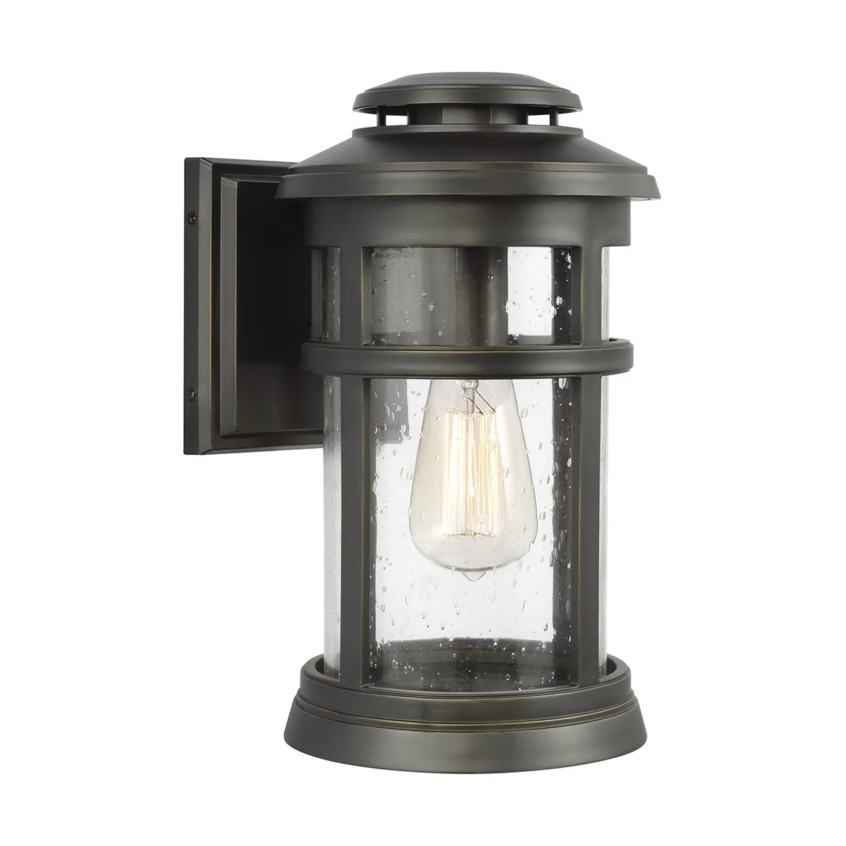 Newport Small/Medium Wall Lantern – Antique Bronze/Brushed Steel Finish - Image 4