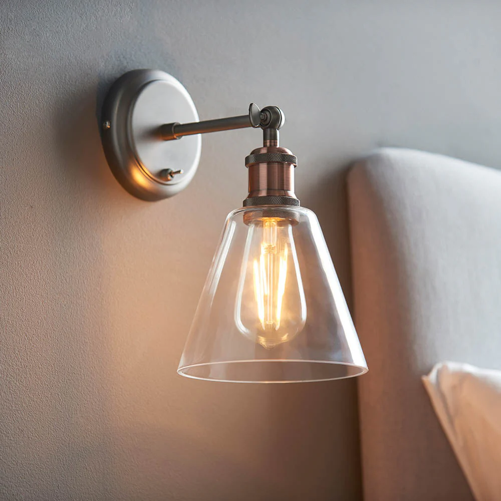 Niche Wall Light - Aged Pewter/Clear Glass E27 - Image 11