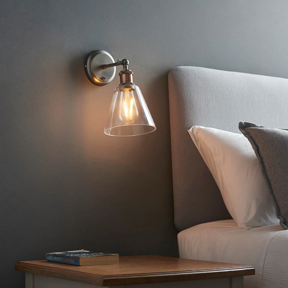 Niche Wall Light - Aged Pewter/Clear Glass E27 - Image 13