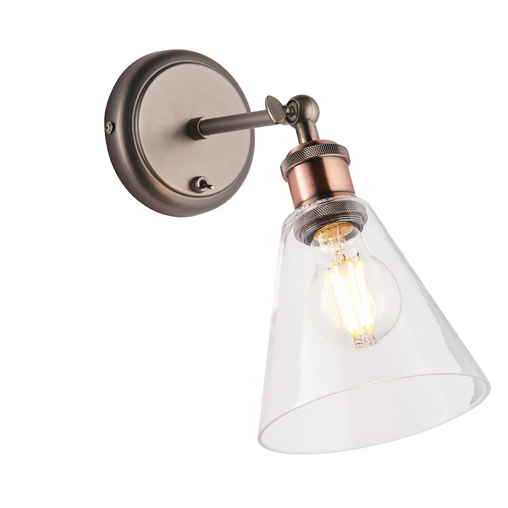 Niche Wall Light - Aged Pewter/Clear Glass E27 - Image 2