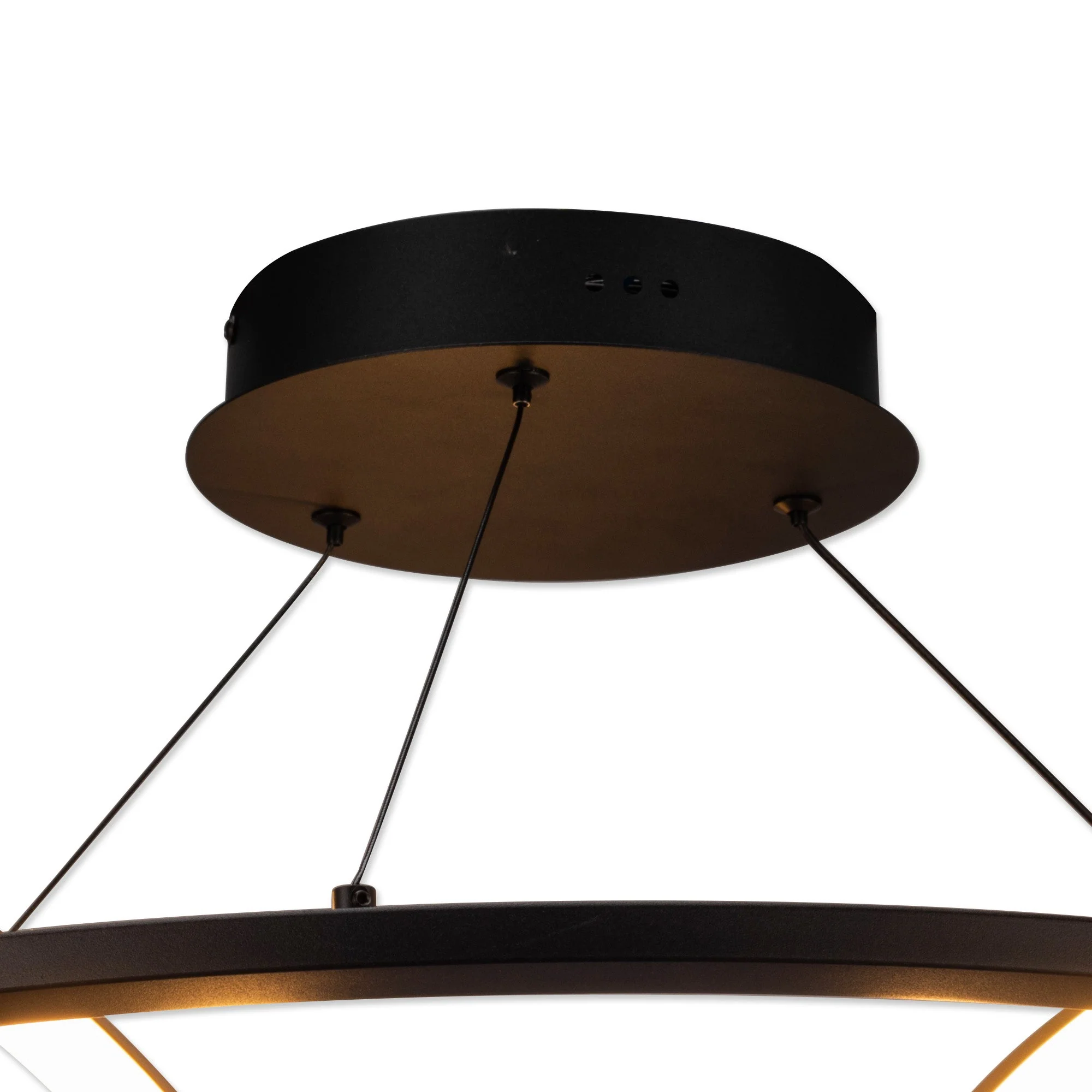 Nicki Indoor LED Hanging Light, 5 Ring, Satin Black & Gold Finish - Image 4
