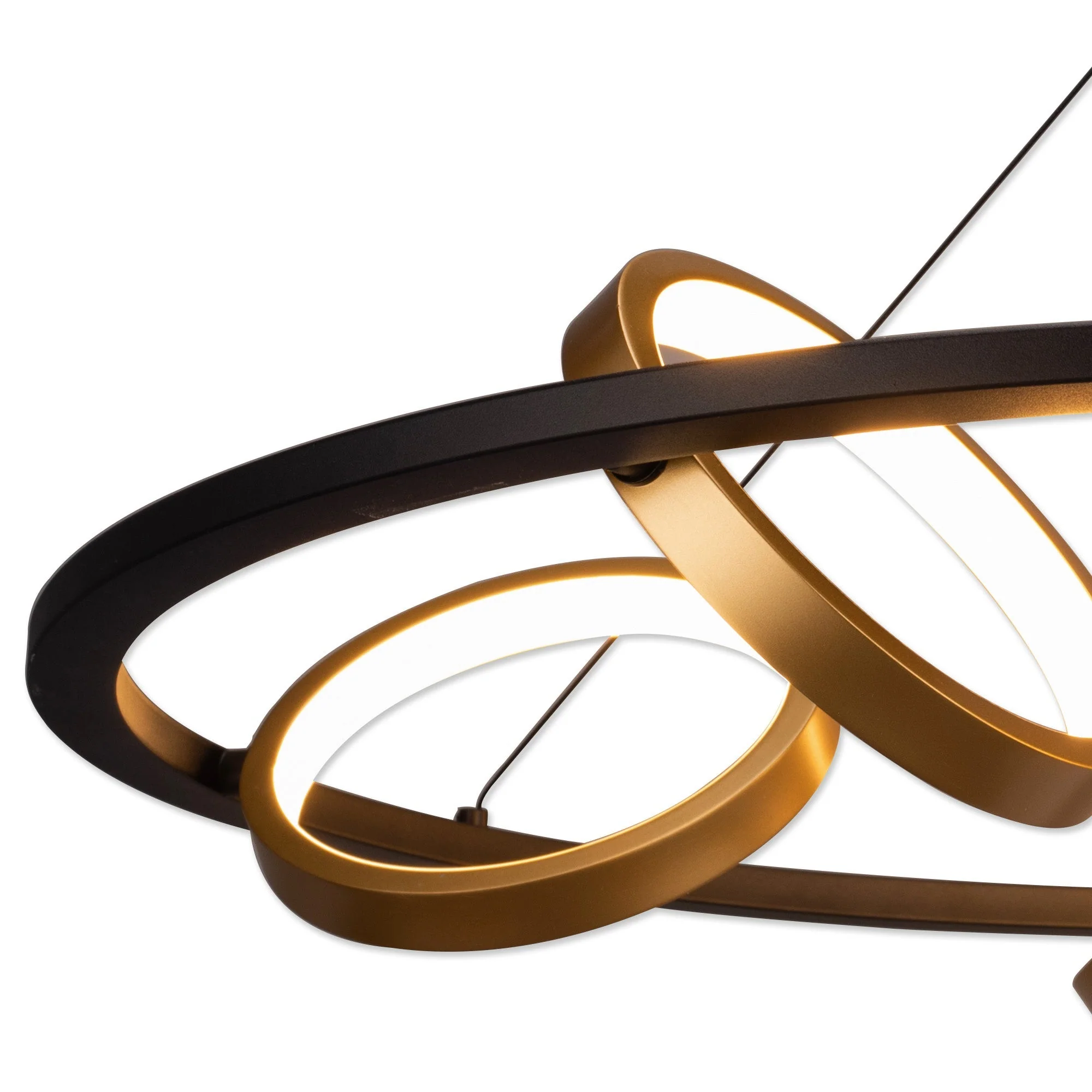 Nicki Indoor LED Hanging Light, 5 Ring, Satin Black & Gold Finish - Image 5