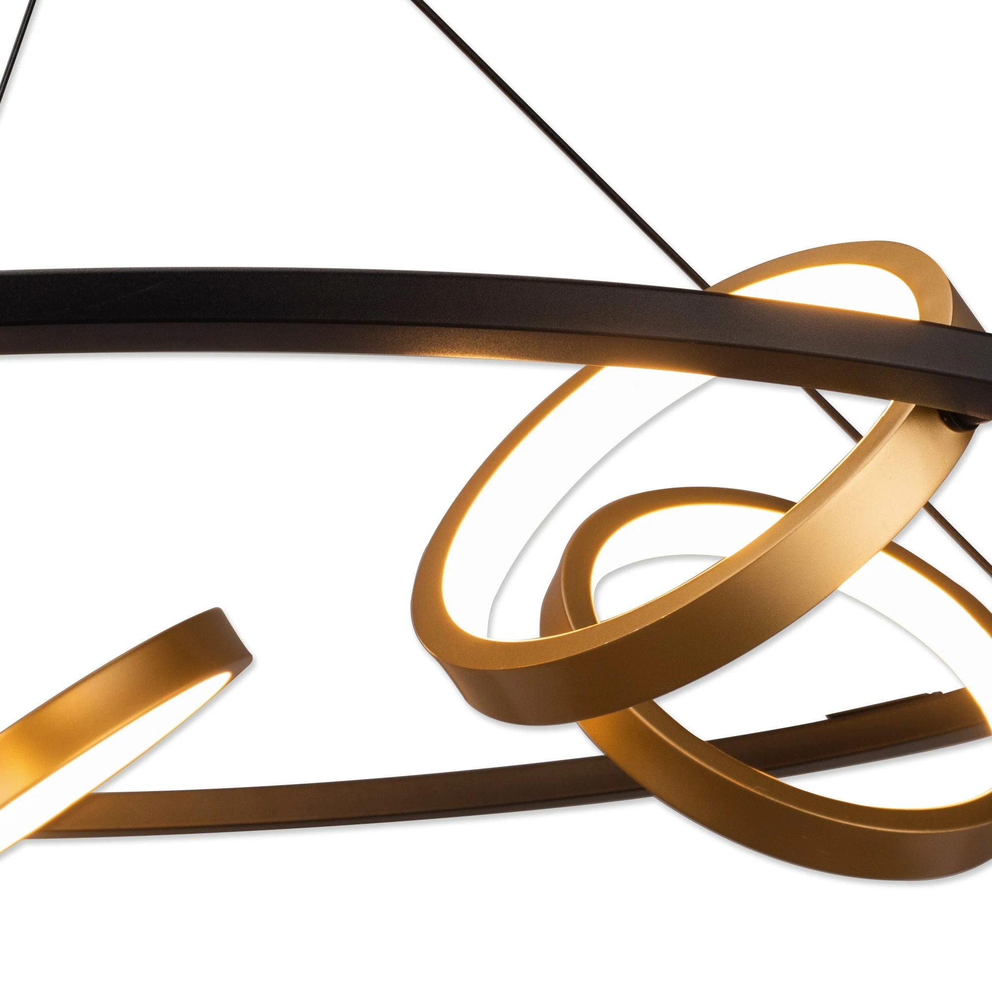 Nicki Indoor LED Hanging Light, 5 Ring, Satin Black & Gold Finish - Image 6