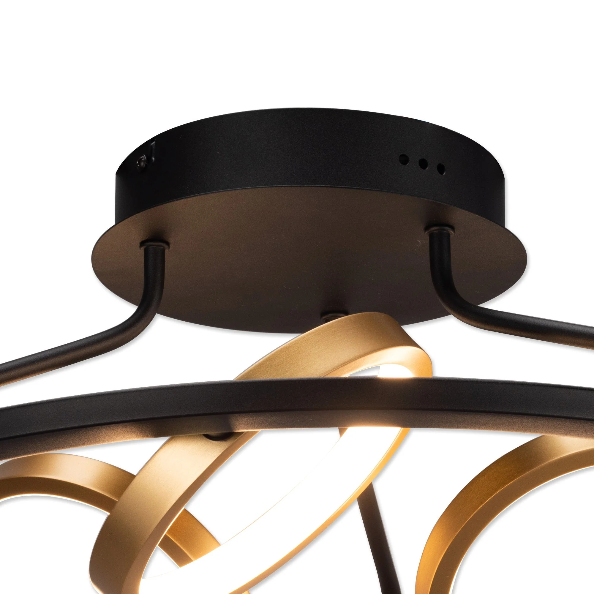 Nicki Indoor Semi Flush Ceiling Light, 3/5Ring, Satin Black & Gold - Image 3