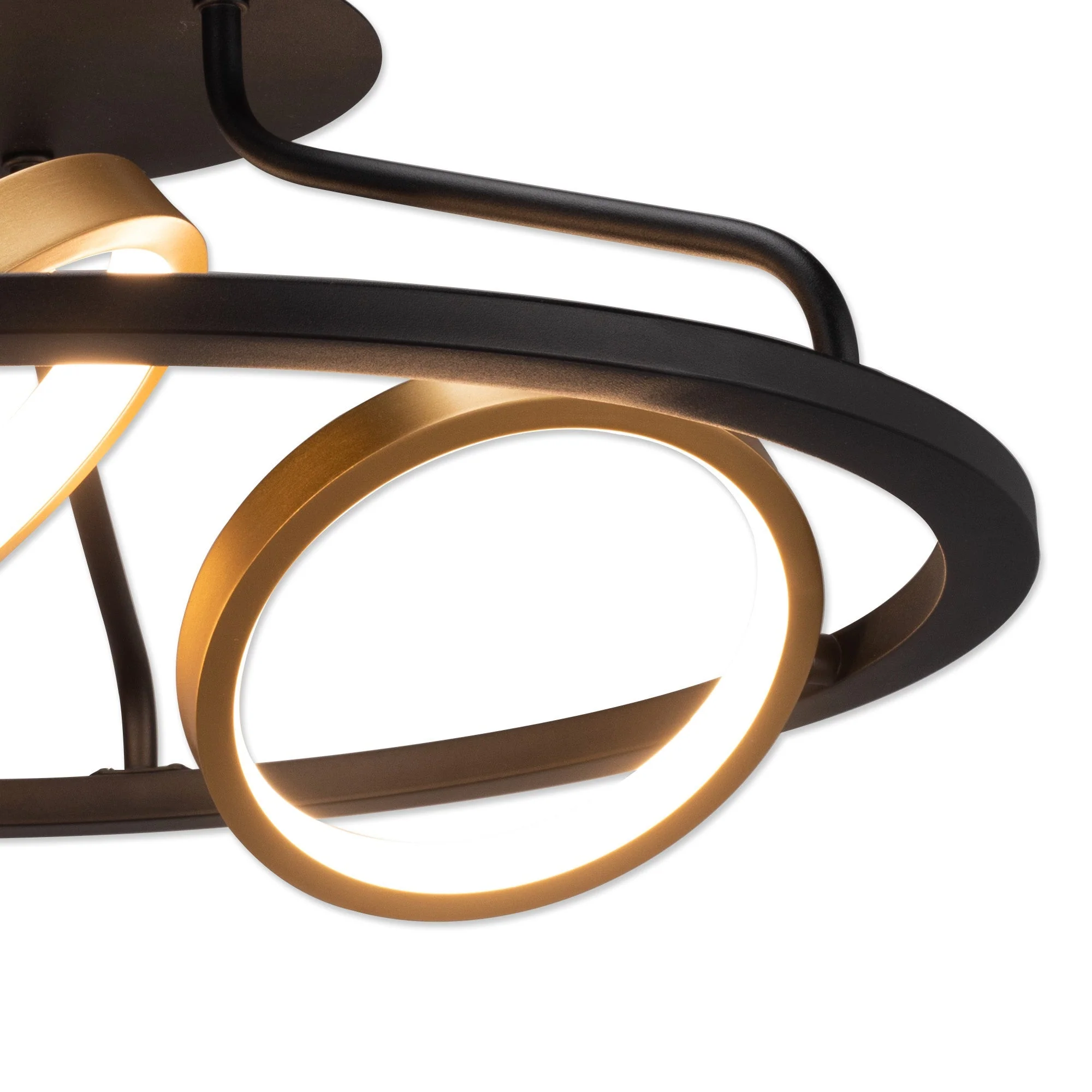 Nicki Indoor Semi Flush Ceiling Light, 3/5Ring, Satin Black & Gold - Image 4