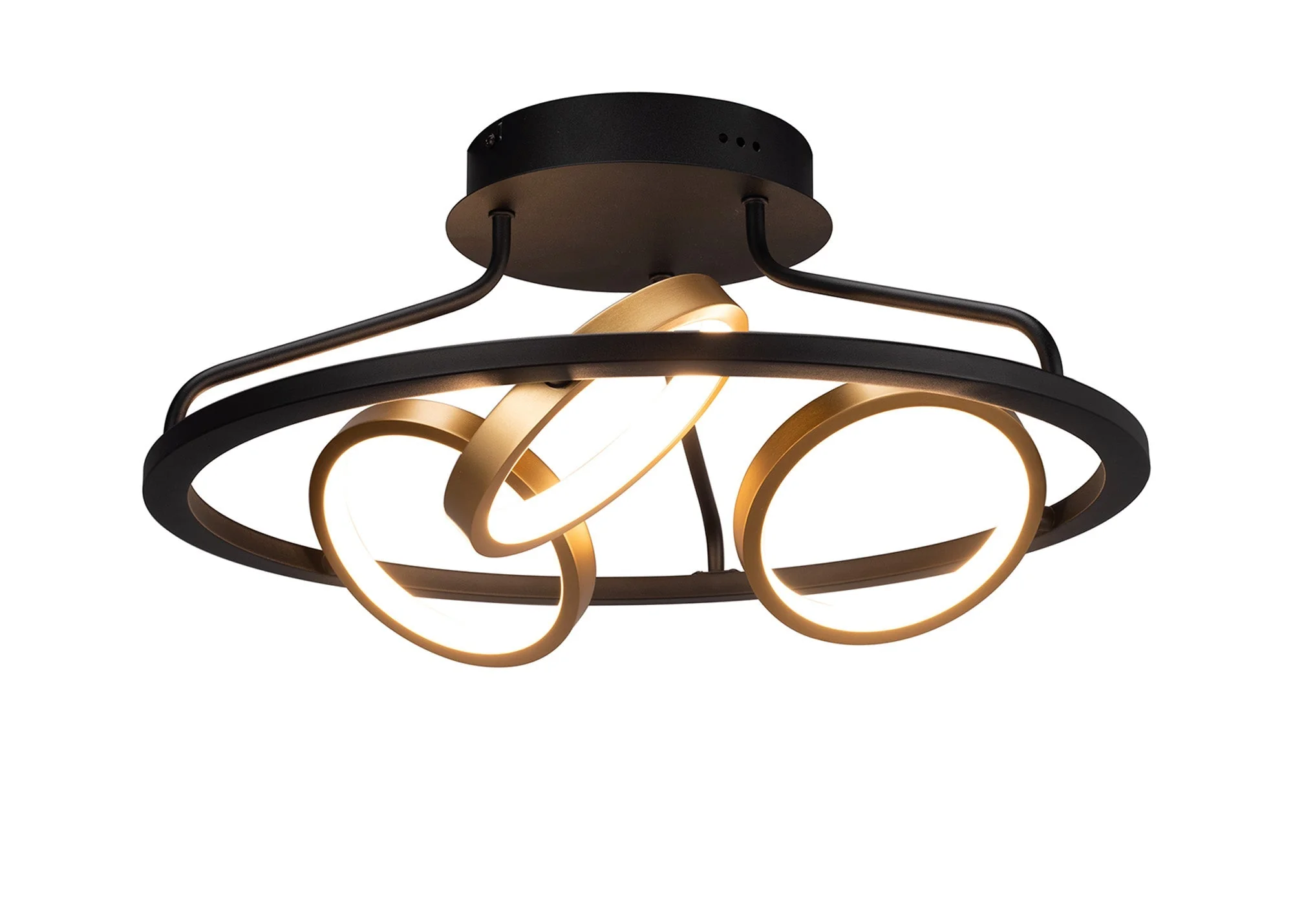 Nicki Indoor Semi Flush Ceiling Light, 3/5Ring, Satin Black & Gold - Image 5