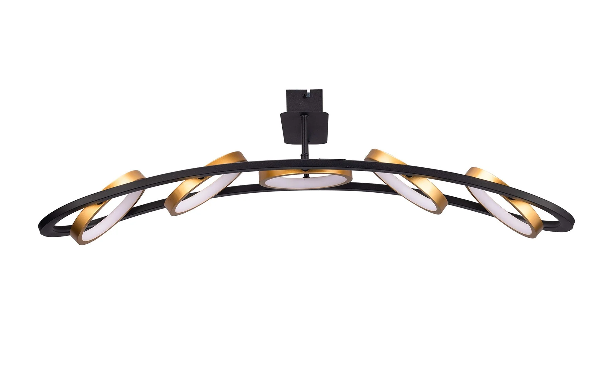 Nicki Indoor Semi Flush Ceiling Light, 3/5Ring, Satin Black & Gold - Image 6
