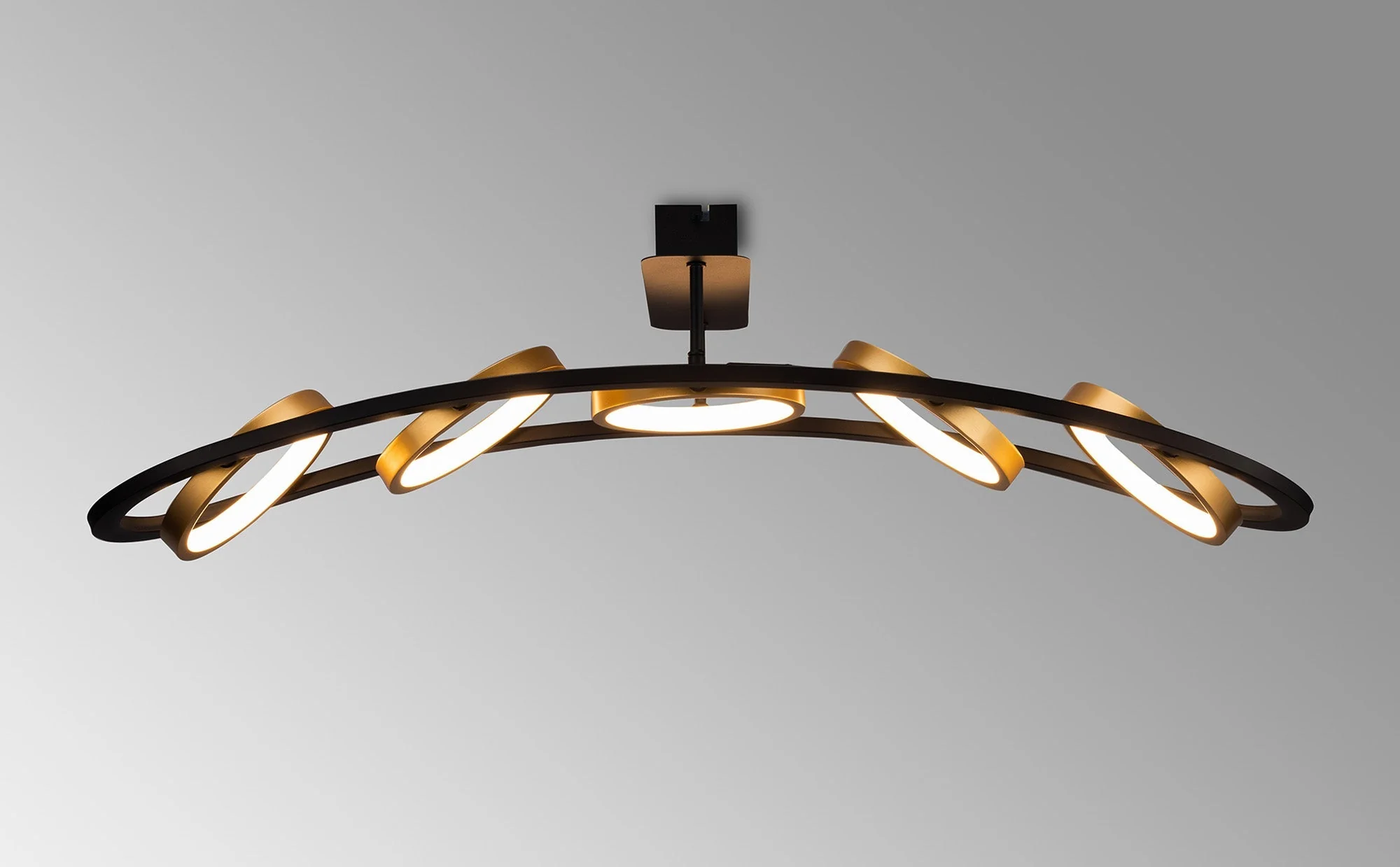 Nicki Indoor Semi Flush Ceiling Light, 3/5Ring, Satin Black & Gold - Image 7