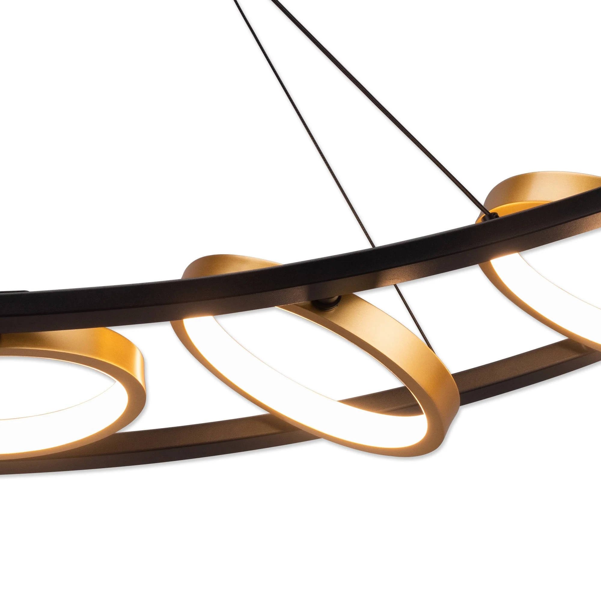 Nicki Linear Kitchen Table/Island Light, 5 Ring, 36W LED, 3200K, 2200lm, Satin Black  &  Gold, 3yrs Warranty - Image 6