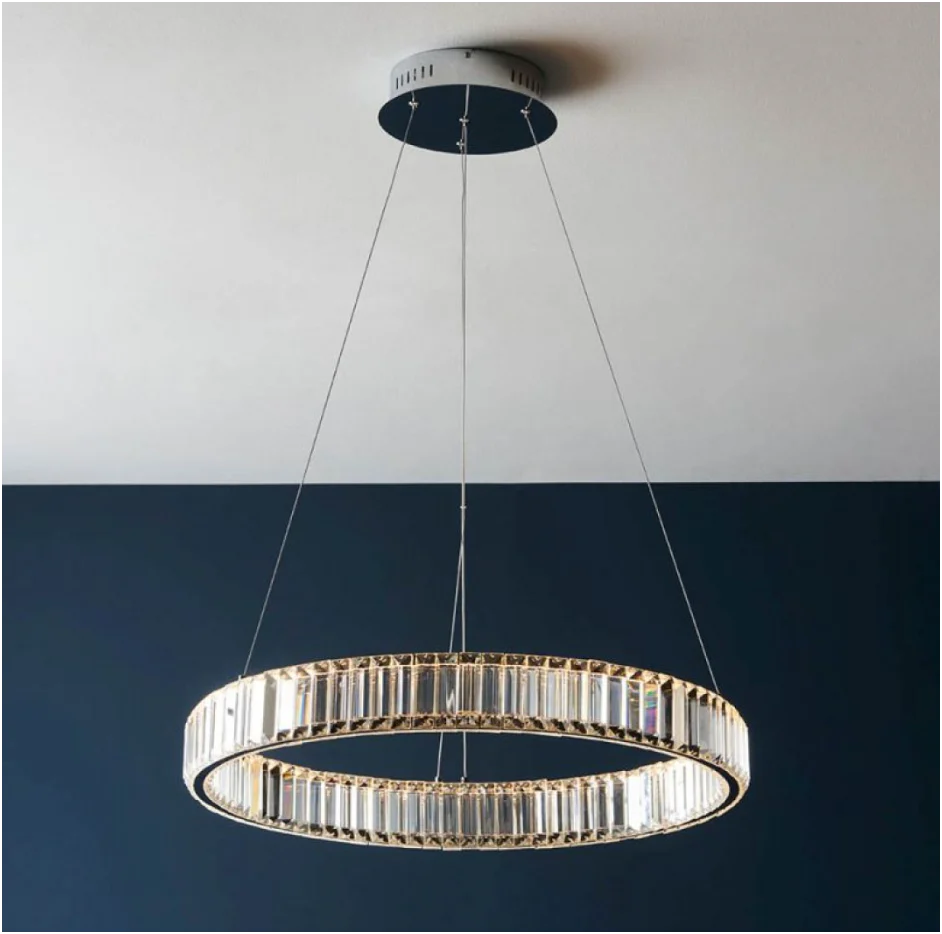 Nico Polished Chrome LED Pendant with Crystal - Image 2