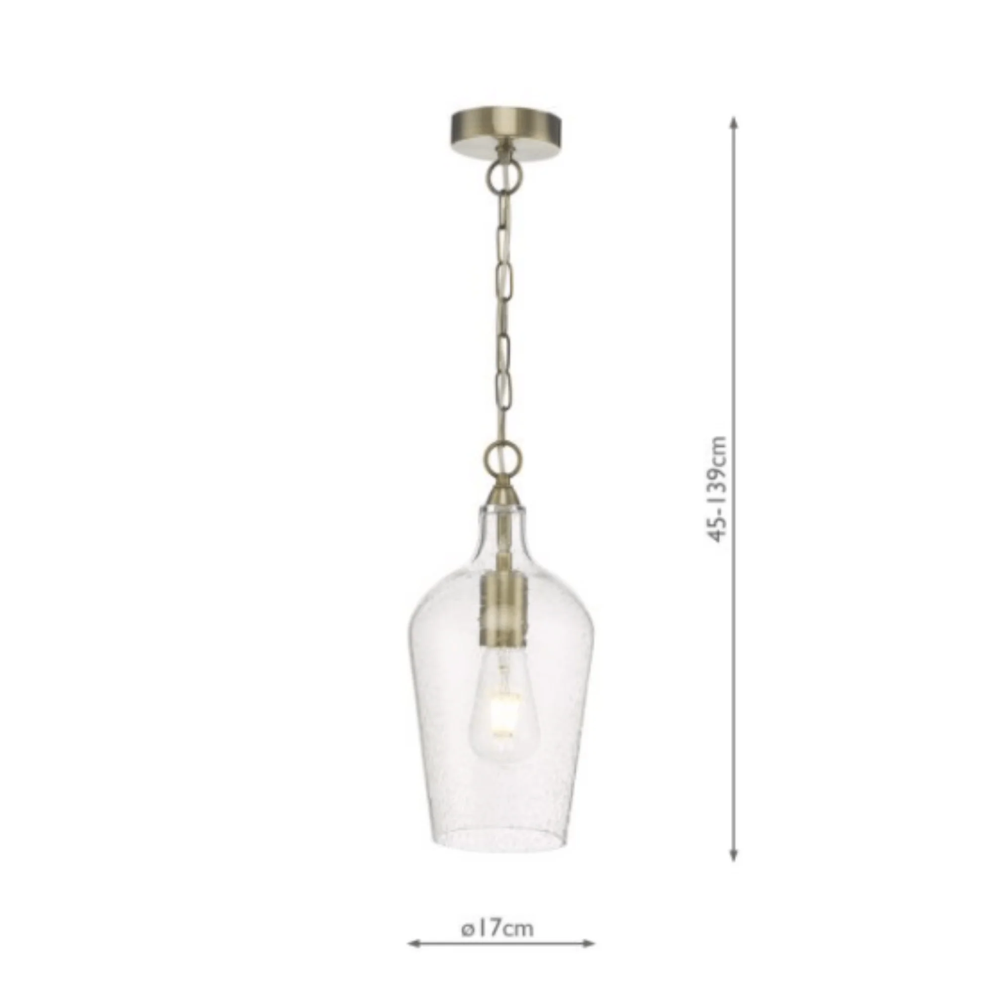 Nida Single Pendant Light Antique Brass / Glass - Image 2