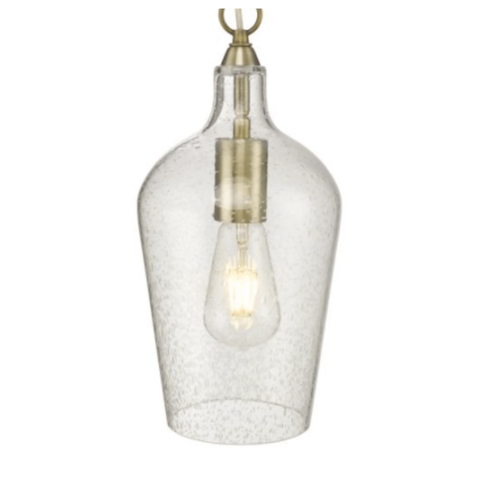 Nida Single Pendant Light Antique Brass / Glass - Image 3