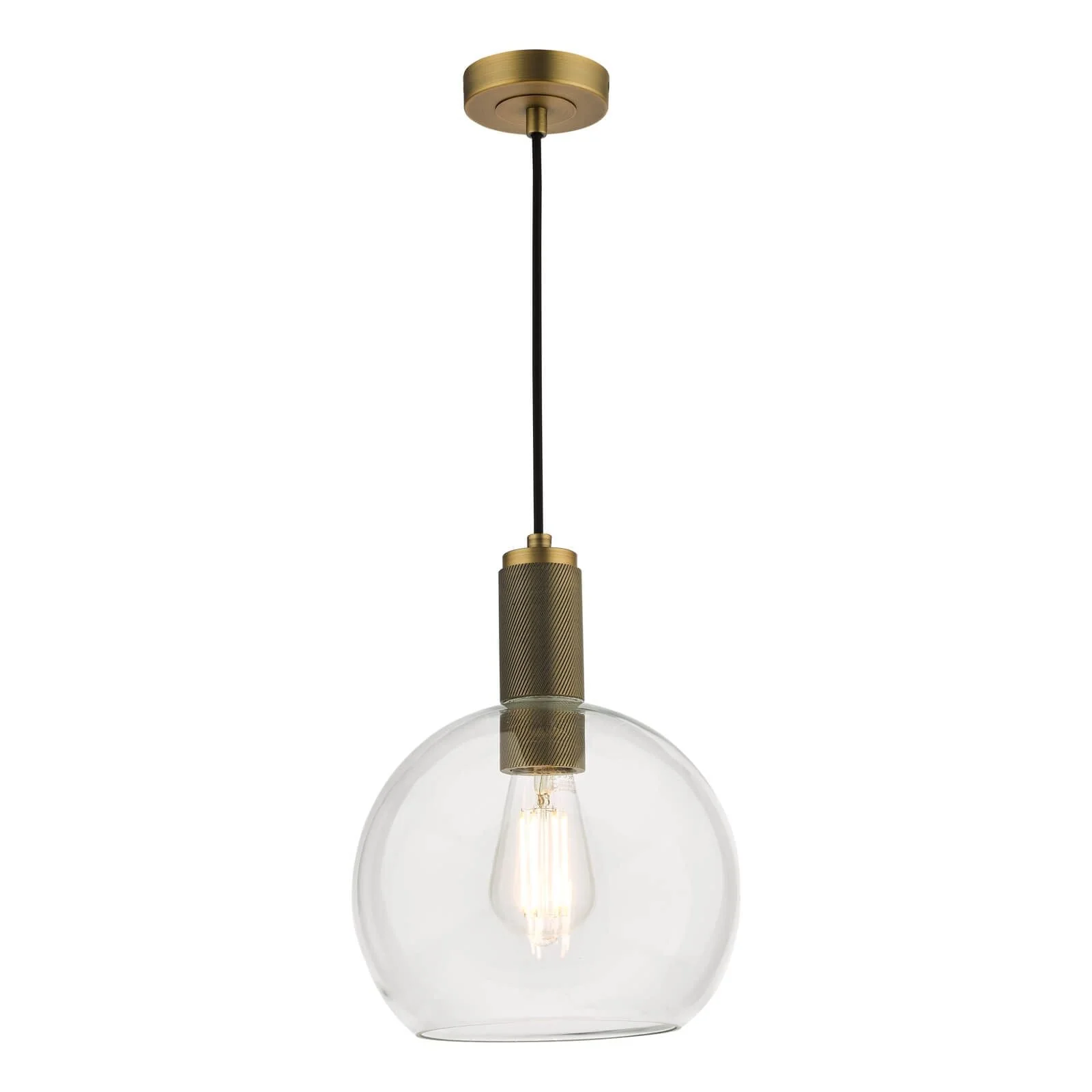 Nikolas Pendant Polished Nickel/Brass/Antique Chrome -Finish Ribbed Cylinder/Smoked/Ribbed Round -Glass - Image 5