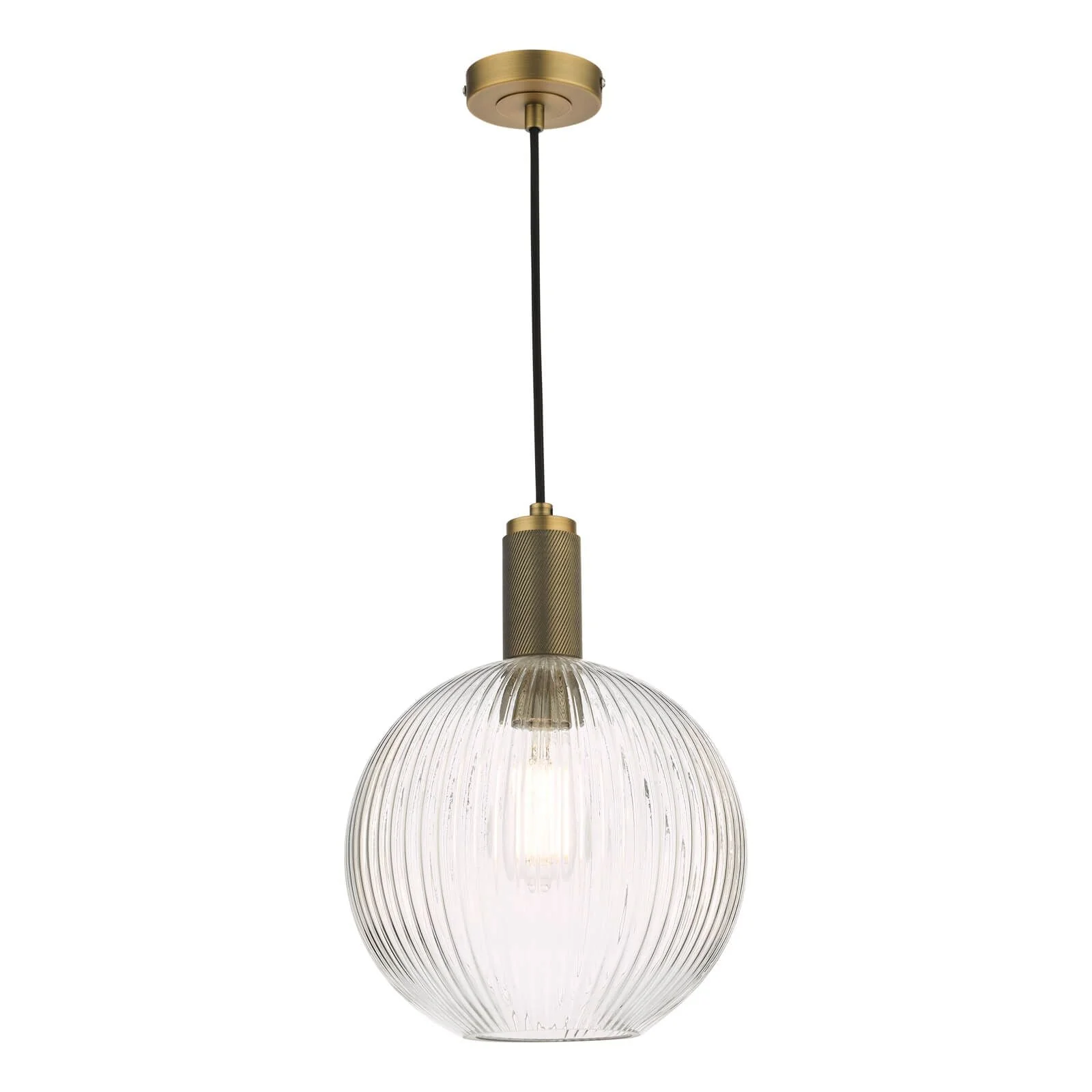 Nikolas Pendant Polished Nickel/Brass/Antique Chrome -Finish Ribbed Cylinder/Smoked/Ribbed Round -Glass - Image 6