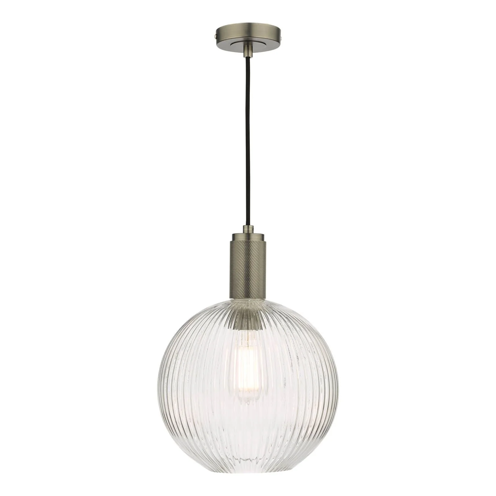 Nikolas Pendant Polished Nickel/Brass/Antique Chrome -Finish Ribbed Cylinder/Smoked/Ribbed Round -Glass - Image 8