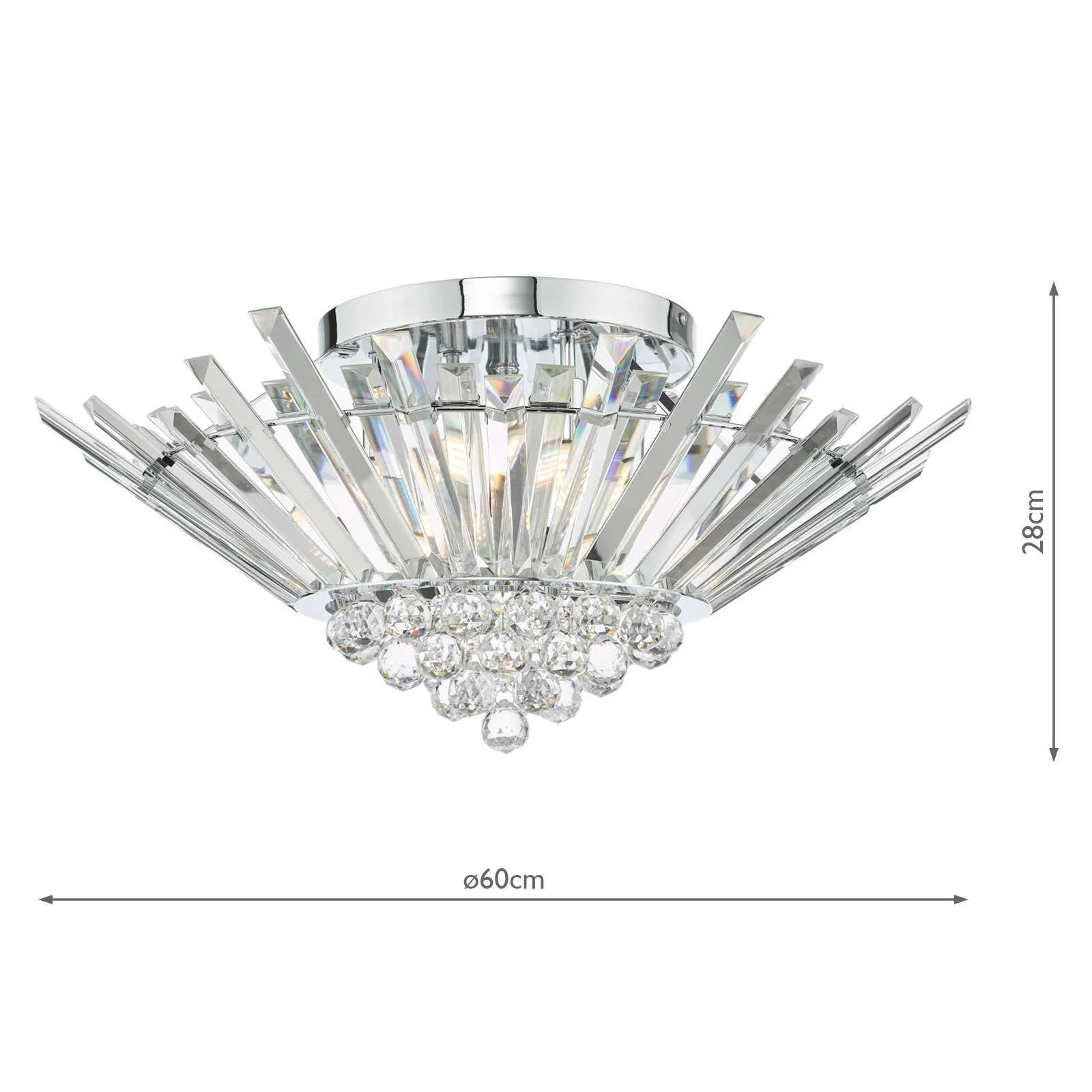 Nimbus 5Lt Flush Ceiling Light - Polished Chrome Finish, IP20 - Image 6