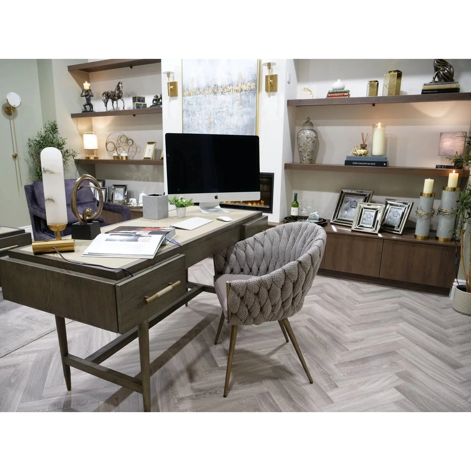 Nimes Writing Desk -  Grey Oak Finish - Image 4