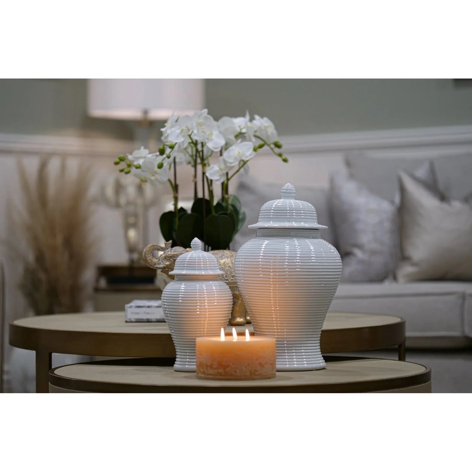 Nina 10''/15" Jar - White Ridged Finish - Image 4