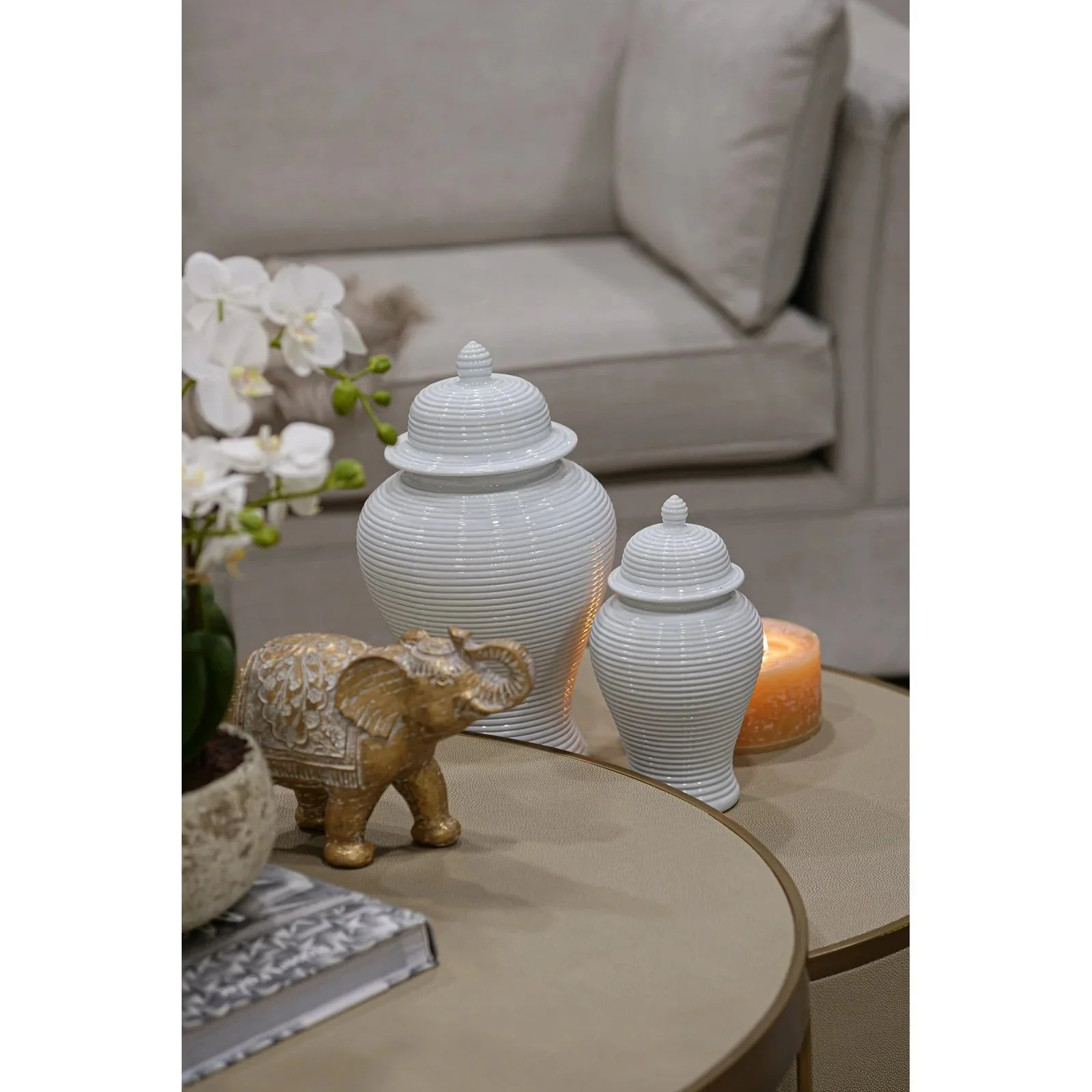 Nina 10''/15" Jar - White Ridged Finish - Image 5