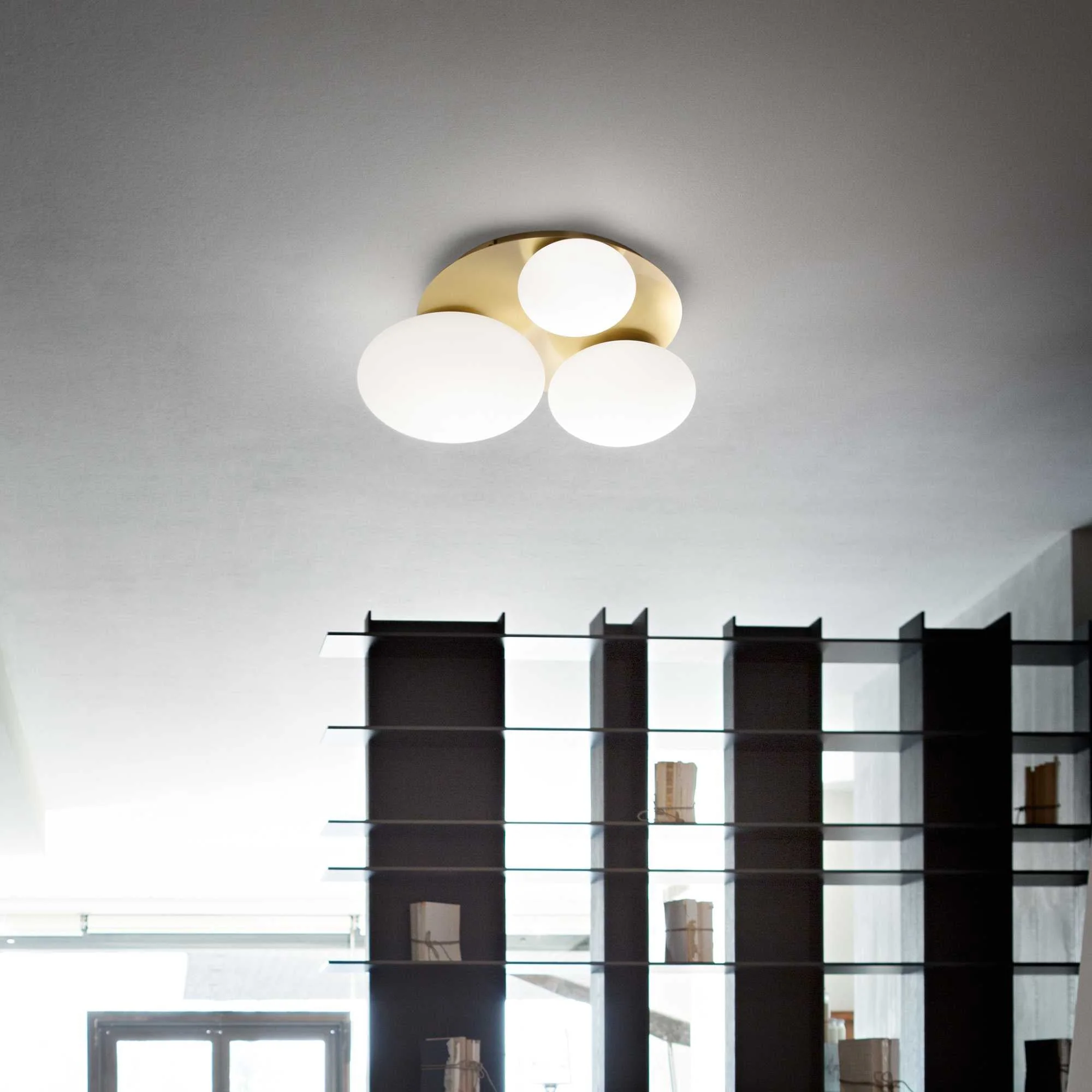 Ninfea Flush Light Fitting - White, Brass - Image 5