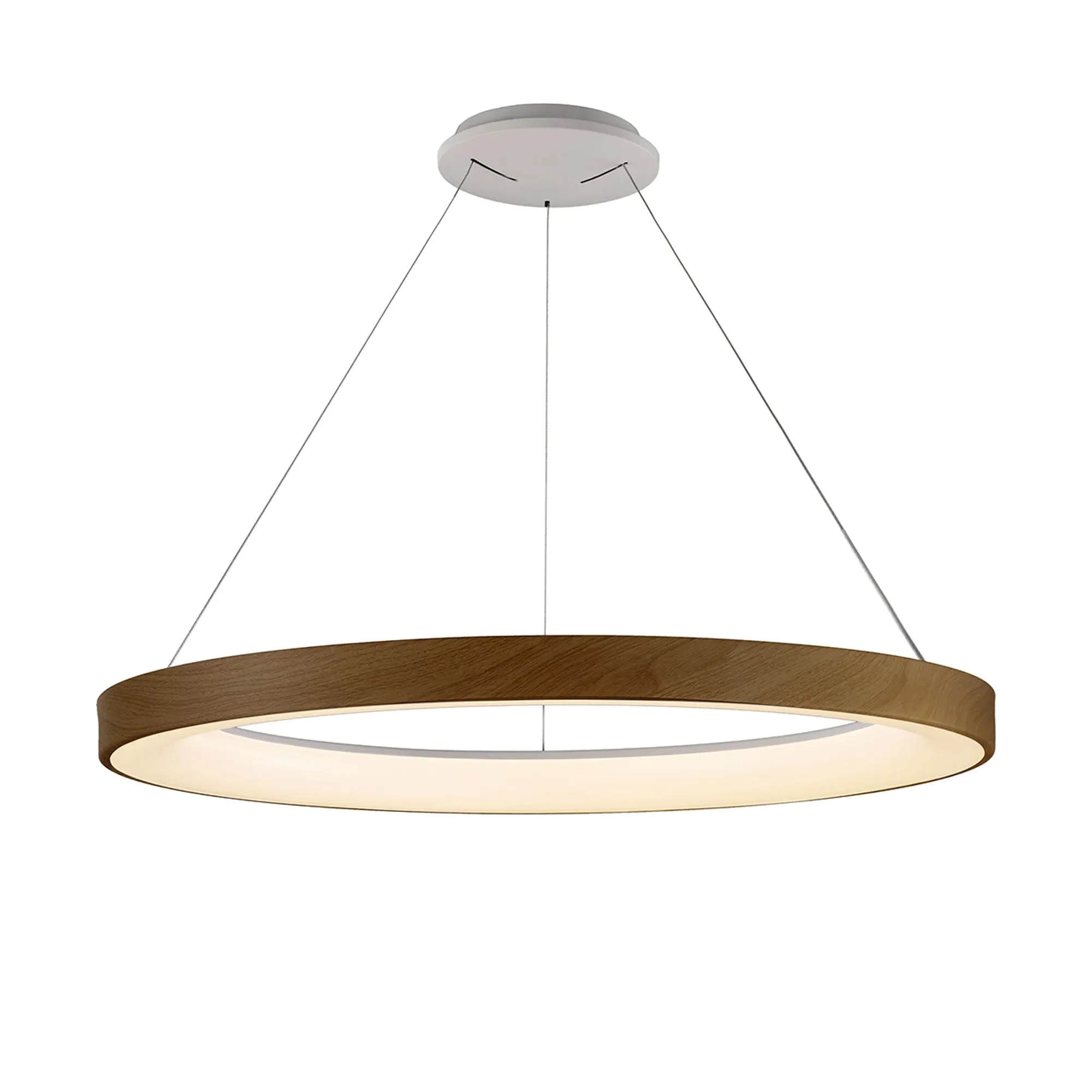 Niseko LED Ring Pendant - Wood/White - Image 3